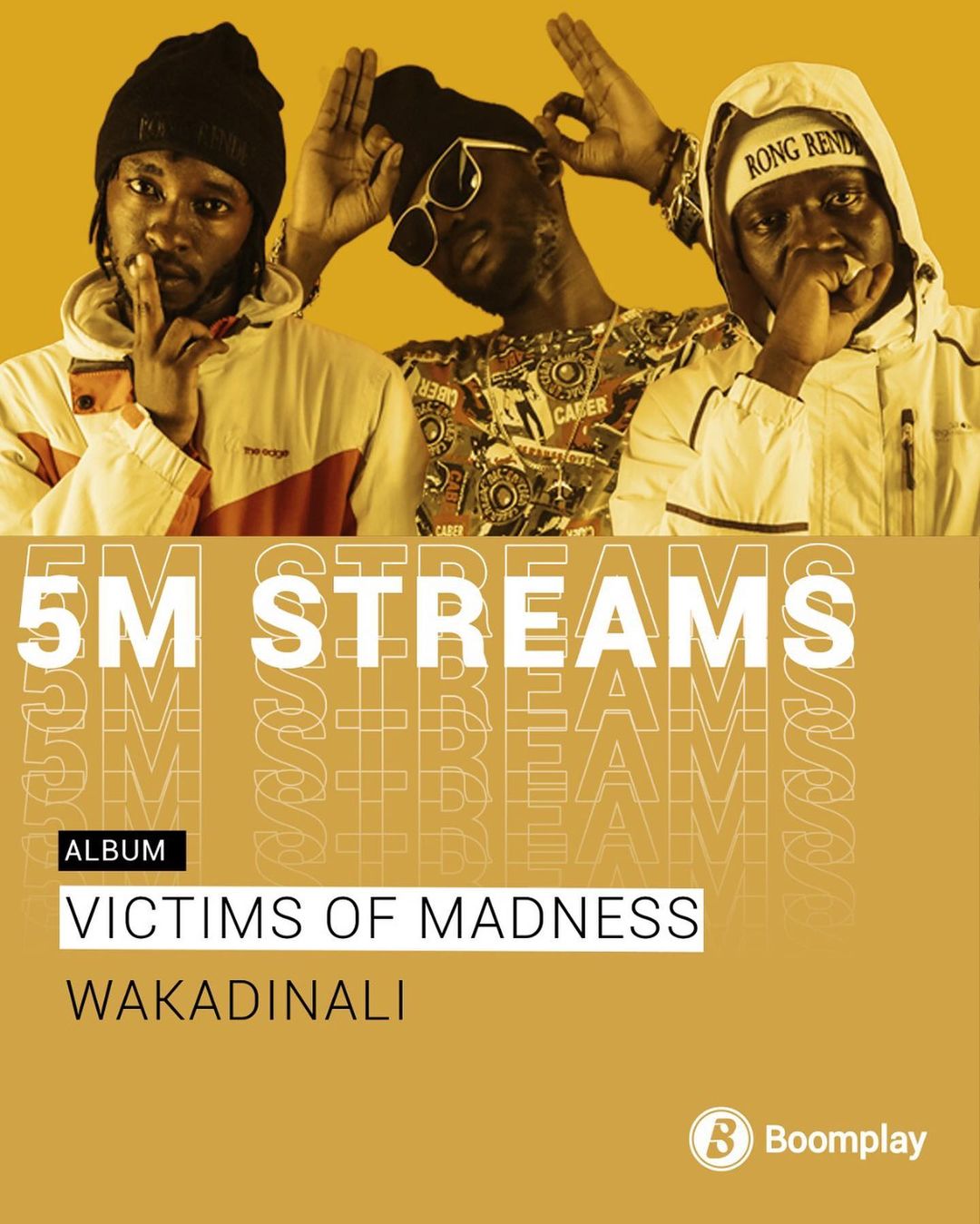  ALBUM YA WAKADINALI “VICTIMS OF MADNESS” YAFIKISHA ZAIDI YA STREAMS MILLIONI 5 BOOMPLAY