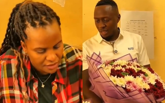 Drama! Mwanamke Amwaga Maua ya Oga Obinna Aliyetumwa na Mumewe